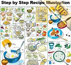 美食类插画：Step by Step Recipe Illustrations